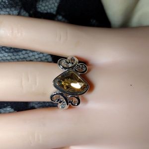 Size 6, colorful rhinestone, alloy ring